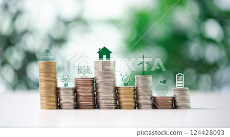 Eco-friendly house became more affordable thanks to a tax credit and subsidy for solar energy, highlighting the benefits of renewable energy vs. traditional sources. Eco-friendly house became more affordable thanks to a tax credit and subsidy for solar energy, highlighting the benefits of renewable energy vs. traditional sources. 124428093