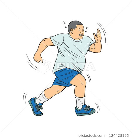 Fat man running Vector illustration Fat man running Vector illustration 124428335