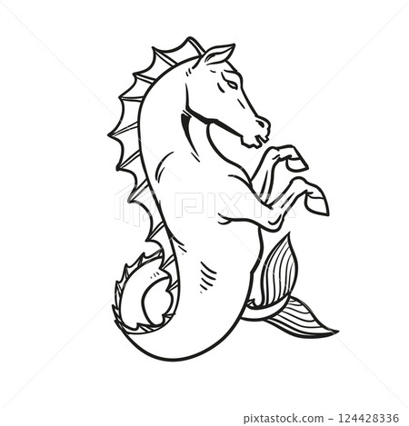Hippocampus greek mythological creatur hand drawn Hippocampus greek mythological creatur hand drawn 124428336