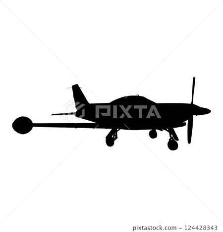 Silhouette of a propeller plane 124428343
