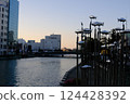 Sunset seen from the top of the bridge 124428392