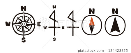 一組手繪的南北、東西標記，可能在地圖上使用 124428855