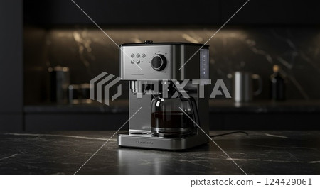 Coffee beans poured from a coffee server 124429061