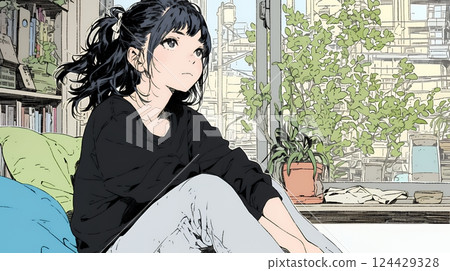 年輕女子嘆氣 124429328