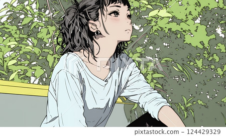 年輕女子嘆氣 124429329