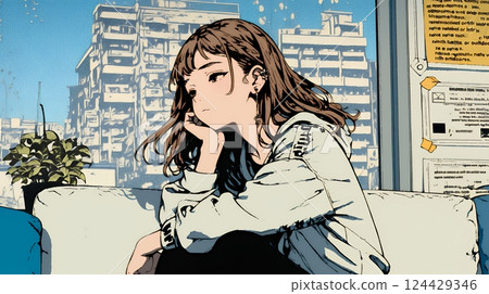 年輕女子嘆氣 年輕女子嘆氣 124429346