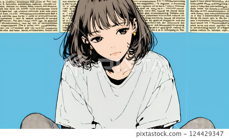 年輕女子嘆氣 124429347