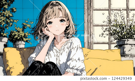 年輕女子嘆氣 124429349