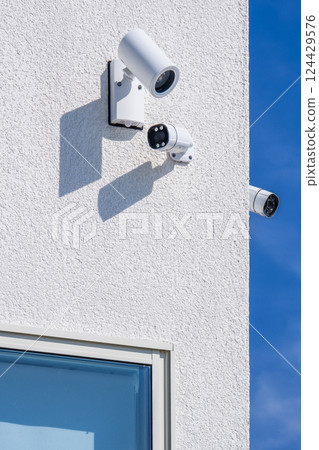 壁掛式安全攝影機和燈 124429576