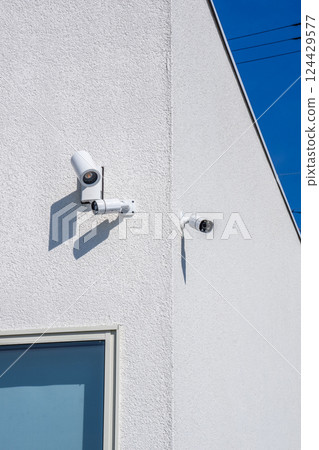 壁掛式安全攝影機和燈 124429577