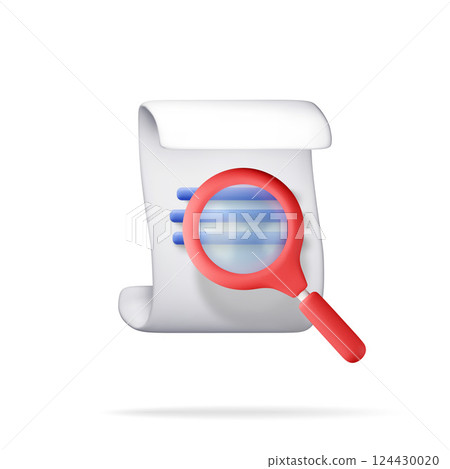 3D Document with magnifying glass isolated 3D Document with magnifying glass isolated 124430020