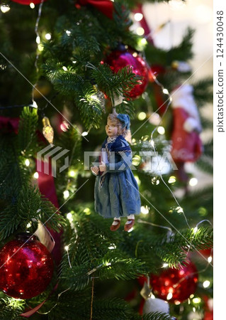 Festive and Beautiful Christmas Tree Ornament adorned with Colorful Lights for Cheer Festive and Beautiful Christmas Tree Ornament adorned with Colorful Lights for Cheer 124430048