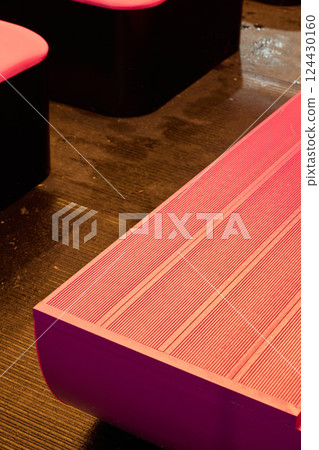 Explore Stunning Modern Minimalist Furniture Accentuated with Bold Colors in a Contemporary Setting 124430160