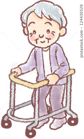 Walking rehabilitation_elderly women_walker 124430329