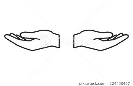 伸出雙手的簡單線條圖標 伸出雙手的簡單線條圖標 124430467