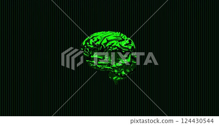 Image of binary coding over spinning brain 124430544