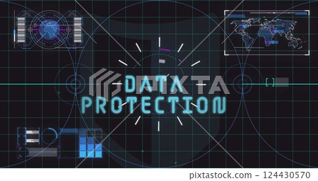 Image of data processing with scope scanning on black background Image of data processing with scope scanning on black background 124430570