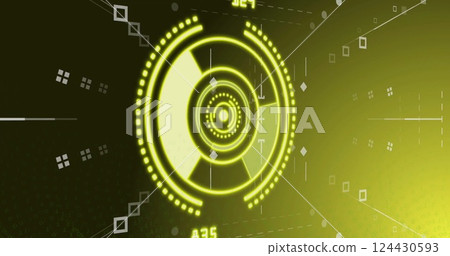 Image of data processing with scope scanning on black background 124430593