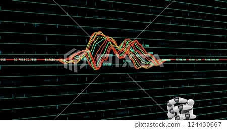 Image of data processing and diagrams over robotic arm Image of data processing and diagrams over robotic arm 124430667