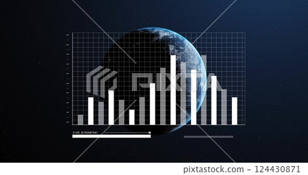 Financial data and stock market image over rotating Earth with charts and graphs 124430871