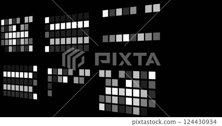 Image of white and gray squares moving on black background Image of white and gray squares moving on black background 124430934