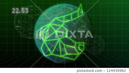 Image of digital data processing over globe on black background 124430962
