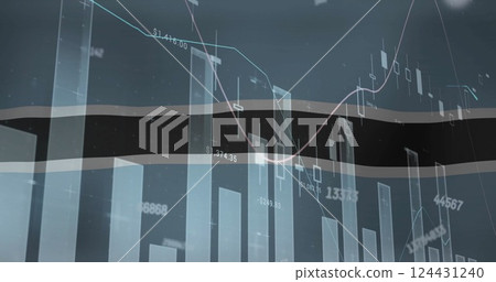 Image of financial data processing over flag of botswana 124431240