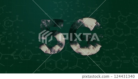 Image of 5g over chemical formula on black background Image of 5g over chemical formula on black background 124431340