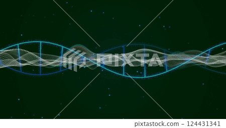 Image of dna strand over white lines on black background Image of dna strand over white lines on black background 124431341