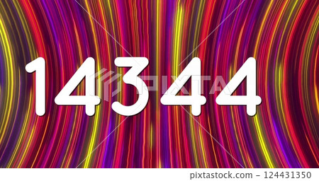 Image of numbers processing over glowing light trails background Image of numbers processing over glowing light trails background 124431350