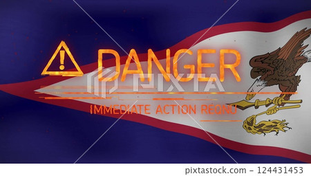 Danger warning image with Immediate Action Required text over flag background 124431453