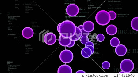 Network of user icons connected by lines over programming code image Network of user icons connected by lines over programming code image 124431646