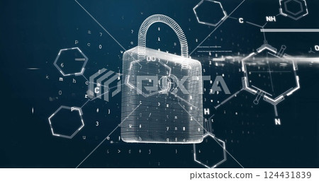 Image of scientific data processing over padlock 124431839