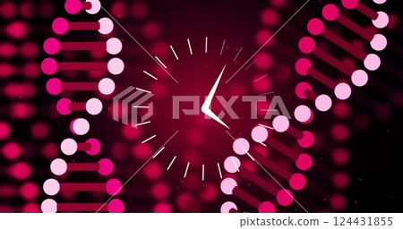Image of clock moving over dna strand 124431855