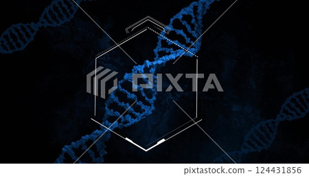 Image of hexagons over dna strand 124431856