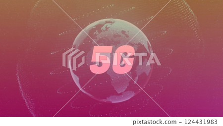 Image of network of connections with globe on pink background Image of network of connections with globe on pink background 124431983