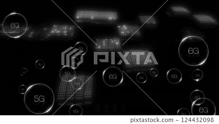 Image of digital data processing over 5g text and binary coding Image of digital data processing over 5g text and binary coding 124432098