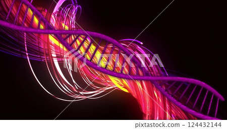 DNA strand with vibrant colors and glowing effects, scientific image DNA strand with vibrant colors and glowing effects, scientific image 124432144