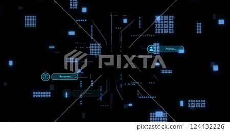 Digital interface with Response and Prompt text, futuristic data processing image 124432226