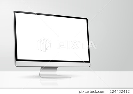 Workspace with computer blank screen mockup 124432412