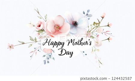 Heartwarming illustration of a mother's day greeting card with a happy message 124432587