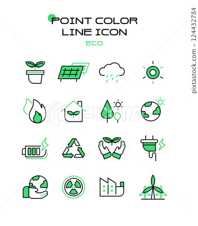 Point Color Line Icon Set Environment 124432784