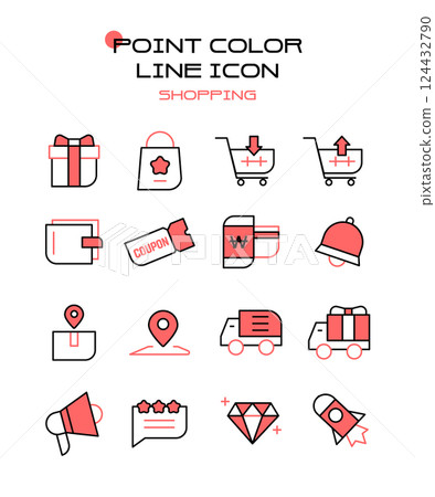Point Color Line Icon Set Shopping 124432790
