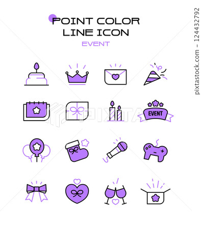 Point Color Line Icon Set Event 124432792