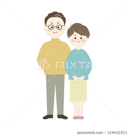 Illustration of a couple, full body Illustration of a couple, full body 124432913