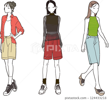 簡單描繪柔和色彩的服裝 124433218