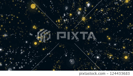 Glowing particles and light orbs image over dark background 124433683