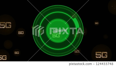Image of 5g over scope scanning with data processing on black background 124433748