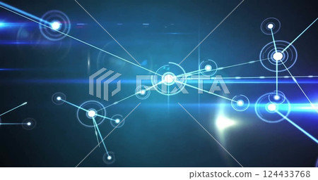 Image of network of connections over light spots 124433768