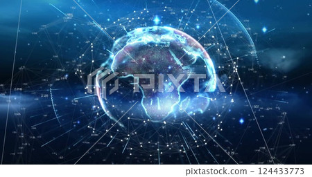 Image of network of connections over globe Image of network of connections over globe 124433773